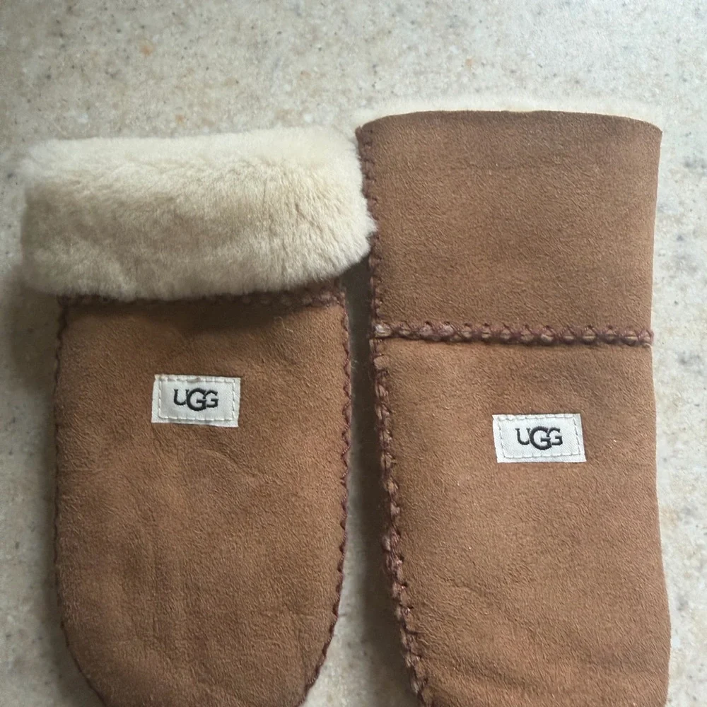 UGG Chestnut Brown Suede Mittens